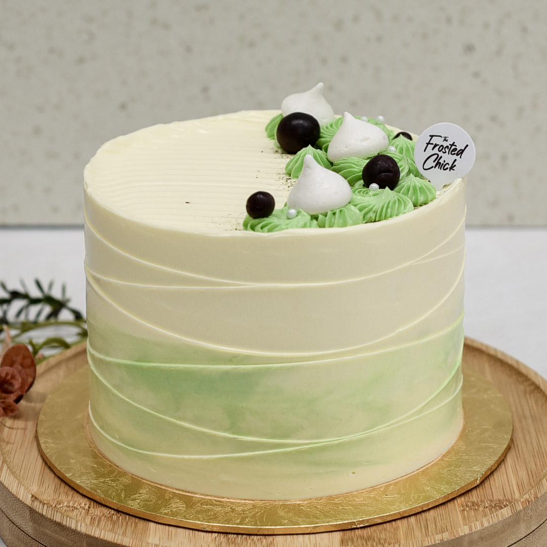 matcha red bean buttercream cake