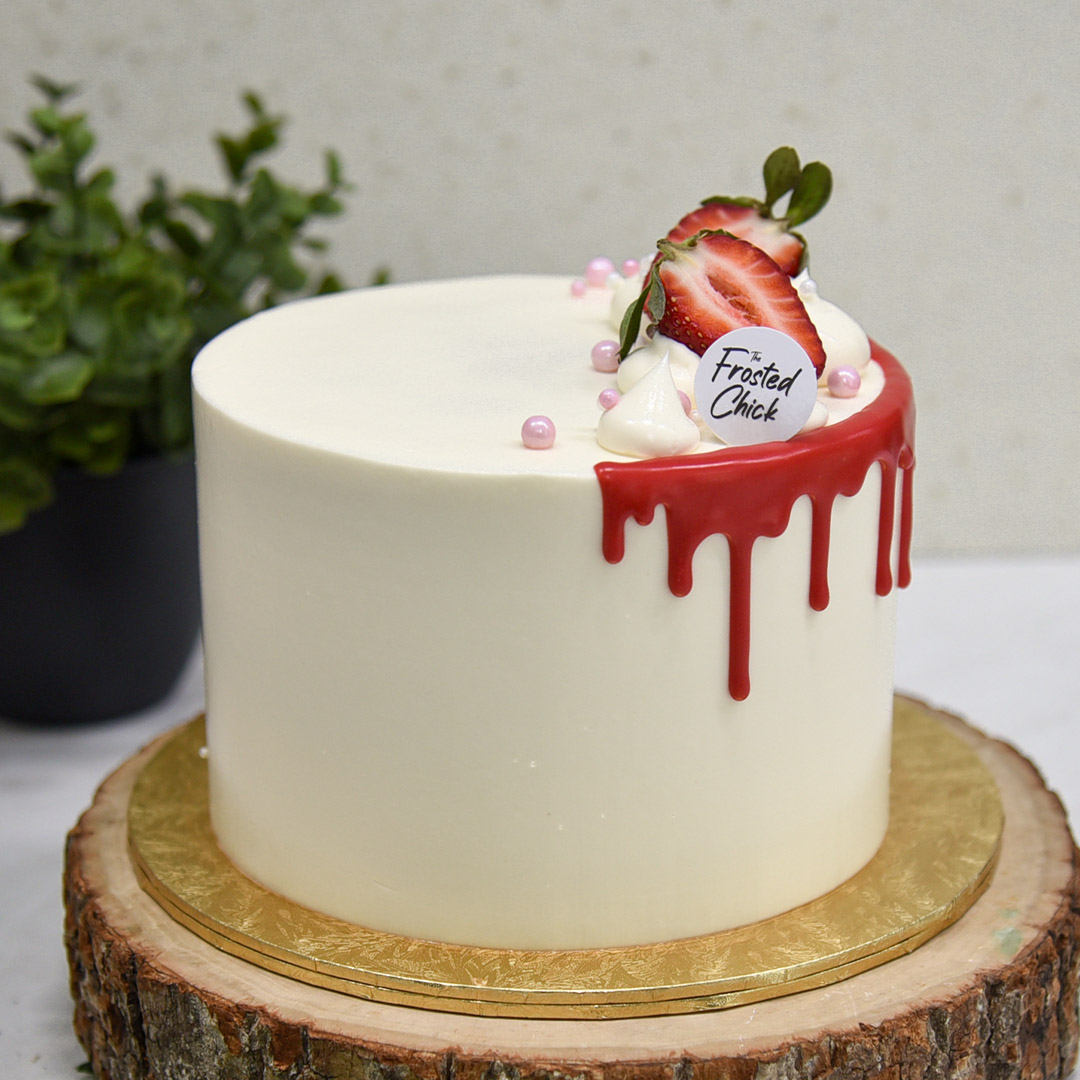 vegan vanilla strawberry cake