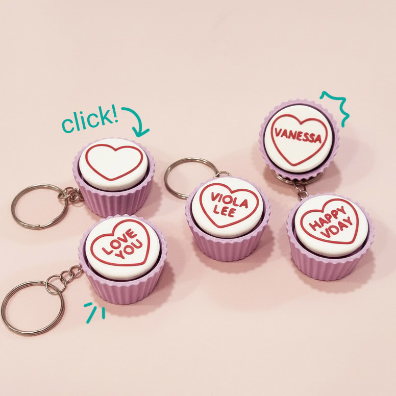 3D printed clicker keychain mini cupcakes